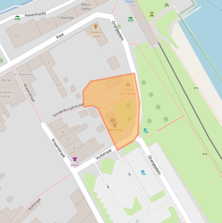 Kaart van postcodegebied 4351AZ.