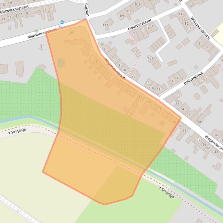 Kaart van postcodegebied 4351BA.