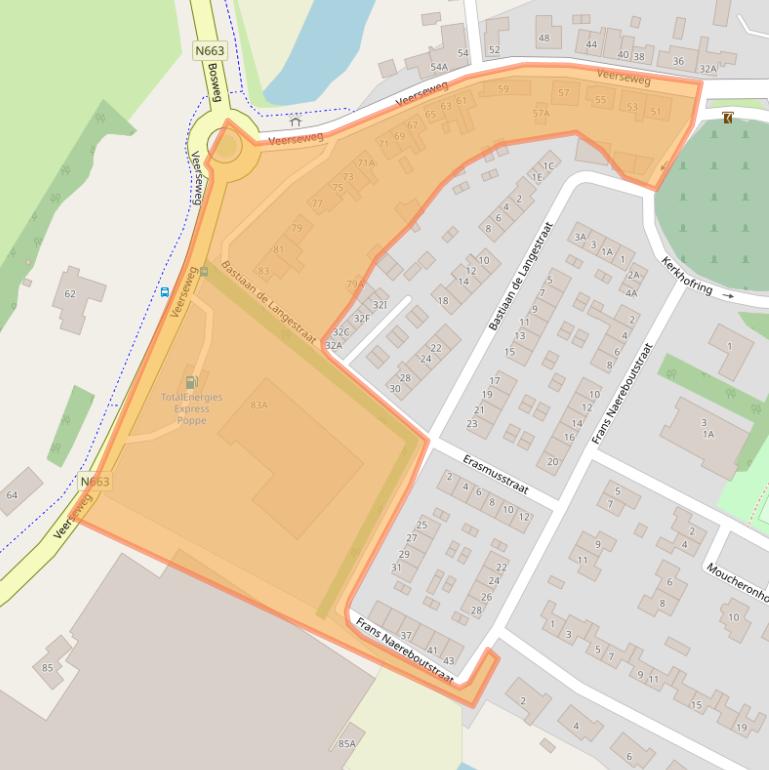 Kaart van postcodegebied 4351NA.