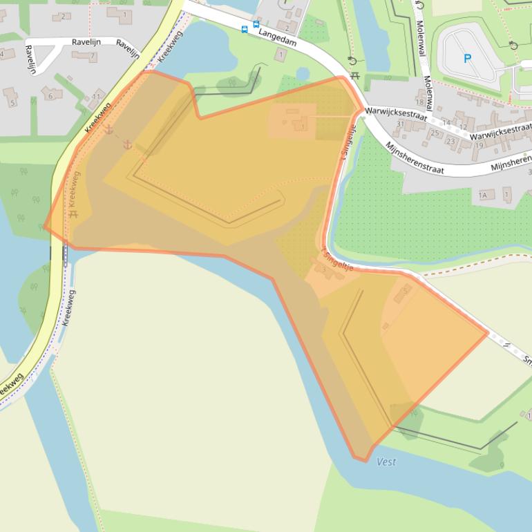 Kaart van postcodegebied 4351RA.