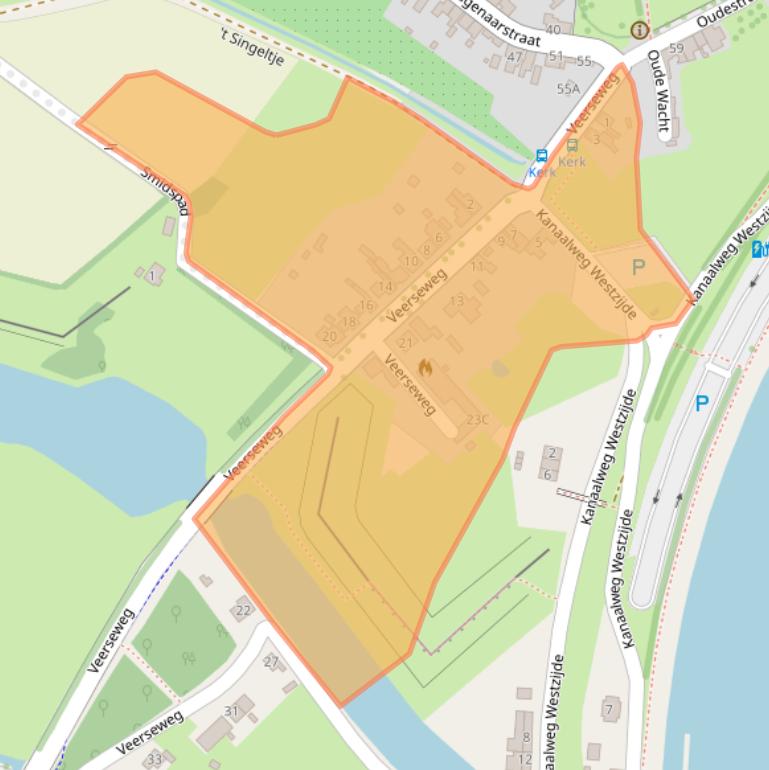 Kaart van postcodegebied 4351RC.