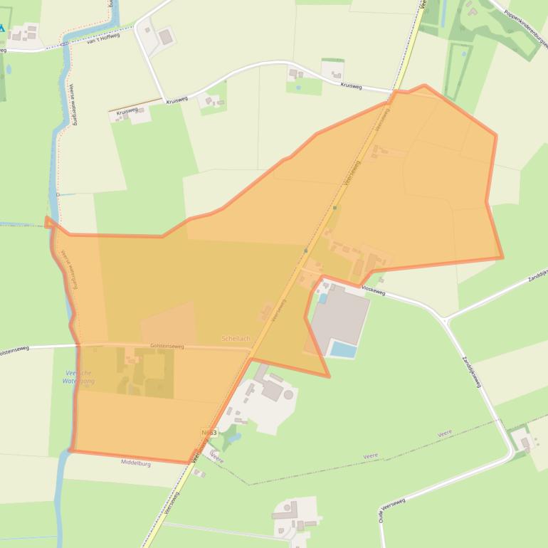 Kaart van postcodegebied 4351SC.