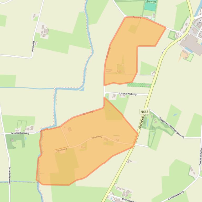 Kaart van postcodegebied 4351SE.