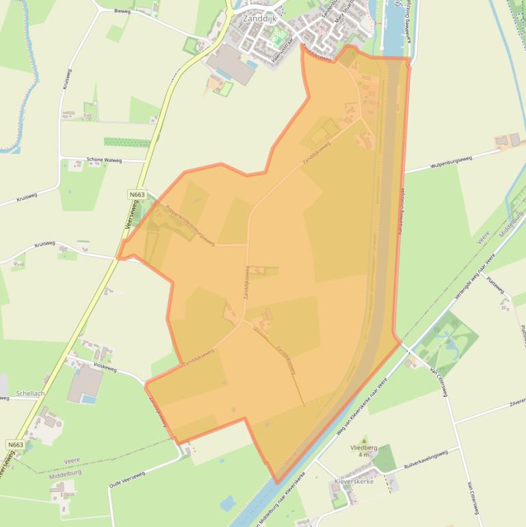 Kaart van postcodegebied 4351SH.