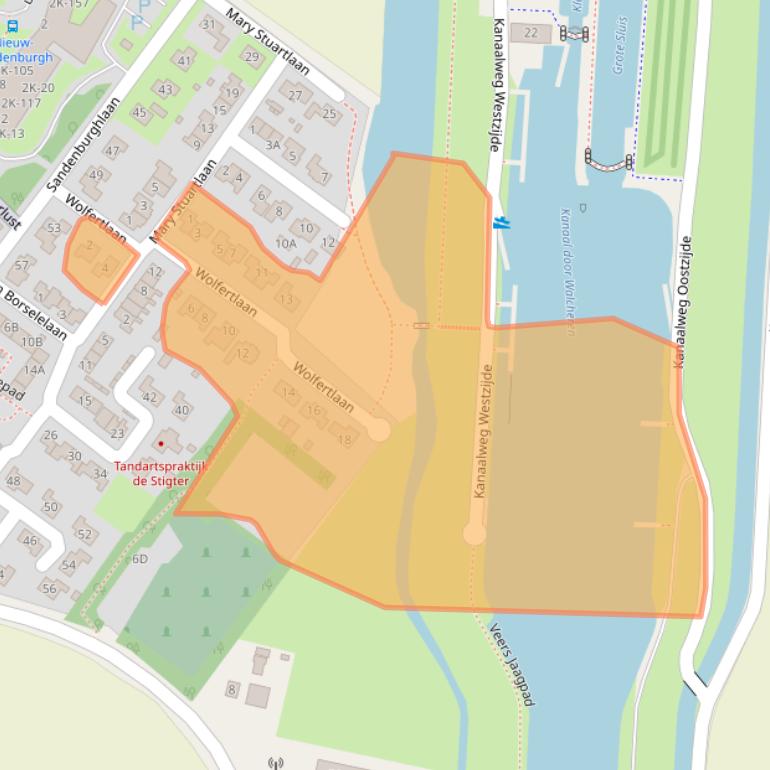 Kaart van postcodegebied 4351SP.