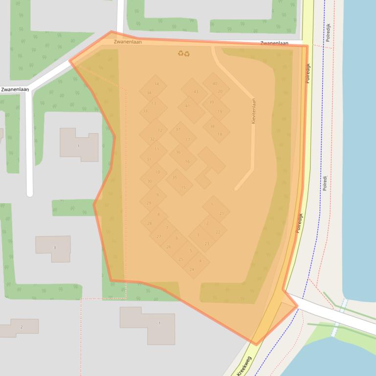 Kaart van postcodegebied 4351TA.