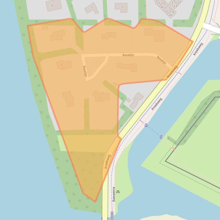 Kaart van postcodegebied 4351TB.