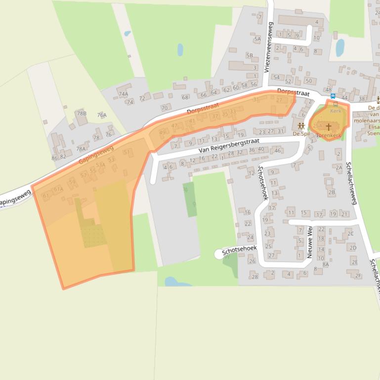 Kaart van postcodegebied 4352AB.