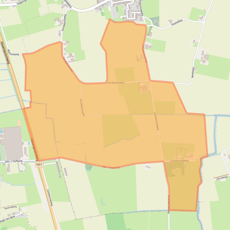 Kaart van postcodegebied 4352SK.