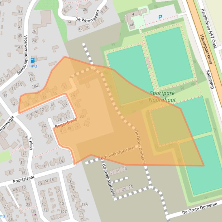 Kaart van postcodegebied 4353BW.