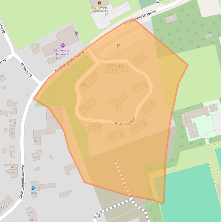 Kaart van postcodegebied 4353BZ.