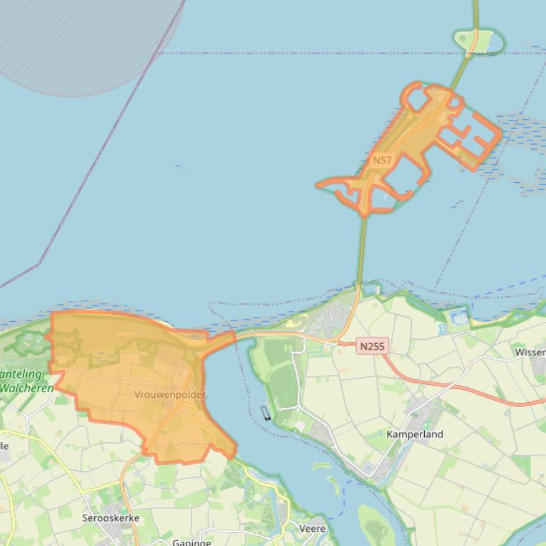 Kaart van postcodegebied 4354.