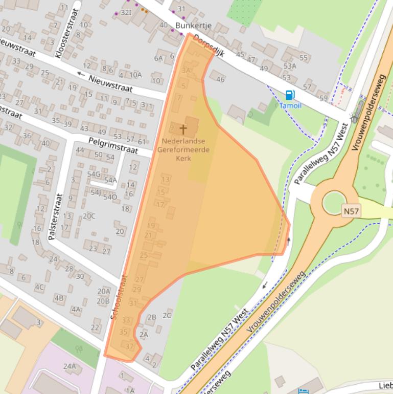 Kaart van postcodegebied 4354AJ.