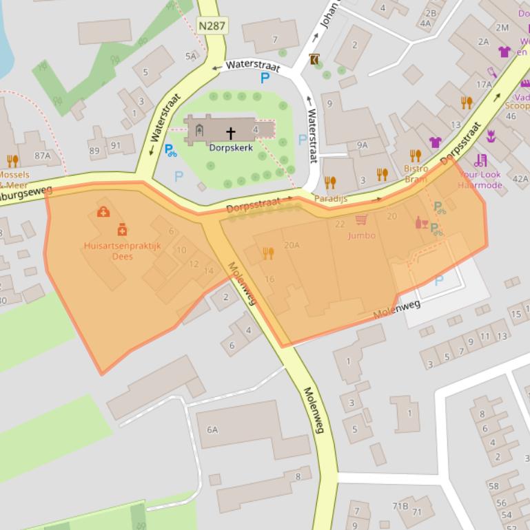 Kaart van postcodegebied 4356AJ.