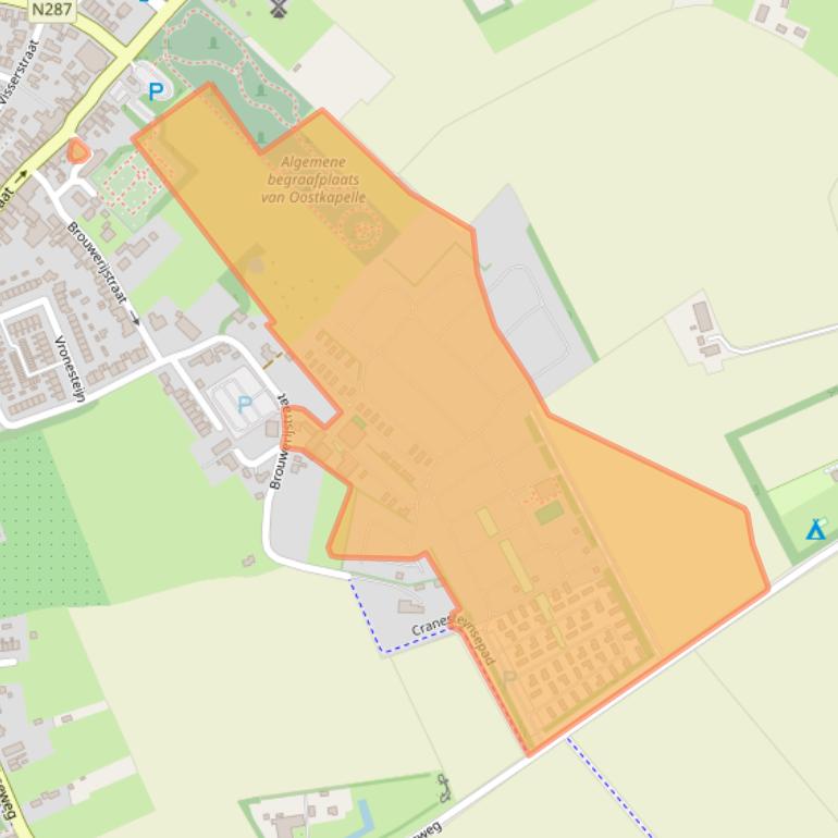 Kaart van postcodegebied 4356AM.