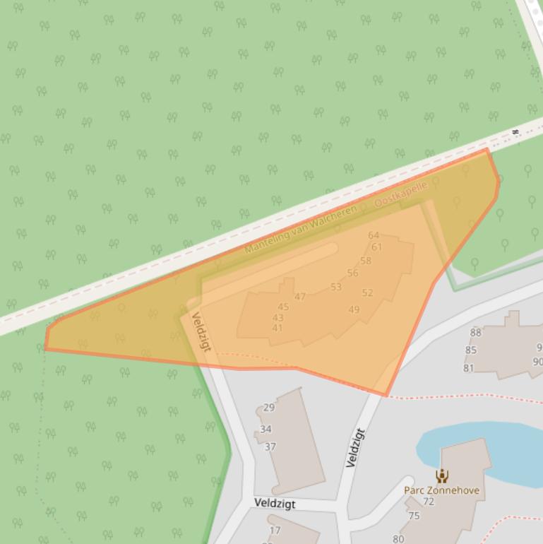 Kaart van postcodegebied 4356NJ.