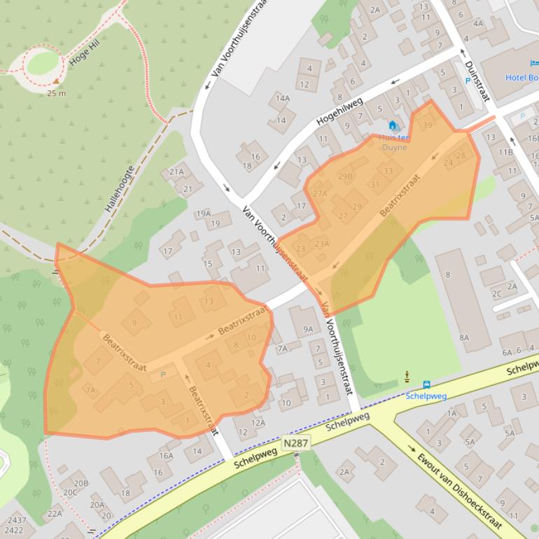 Kaart van postcodegebied 4357AA.