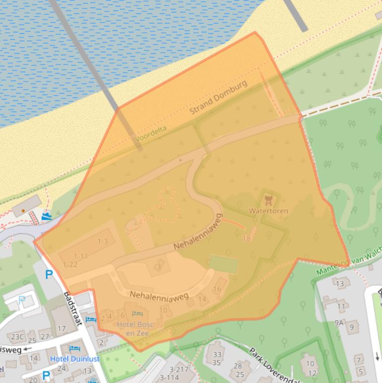 Kaart van postcodegebied 4357AW.