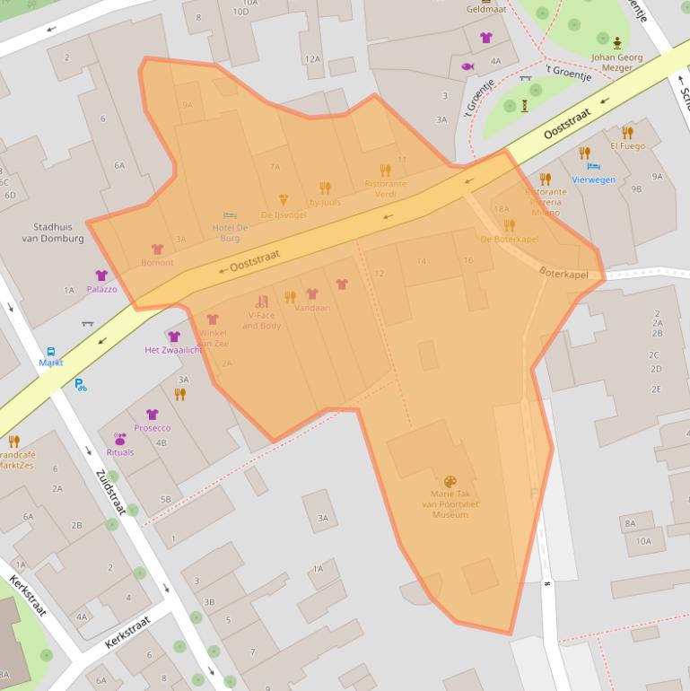 Kaart van postcodegebied 4357BE.