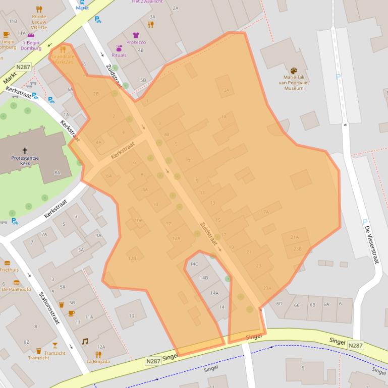 Kaart van postcodegebied 4357BH.