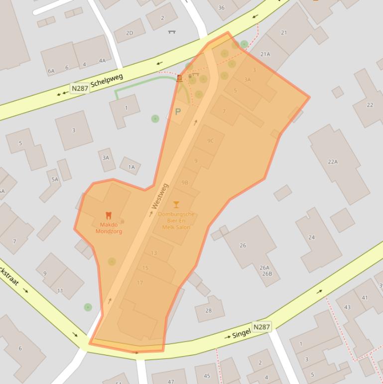 Kaart van postcodegebied 4357BN.