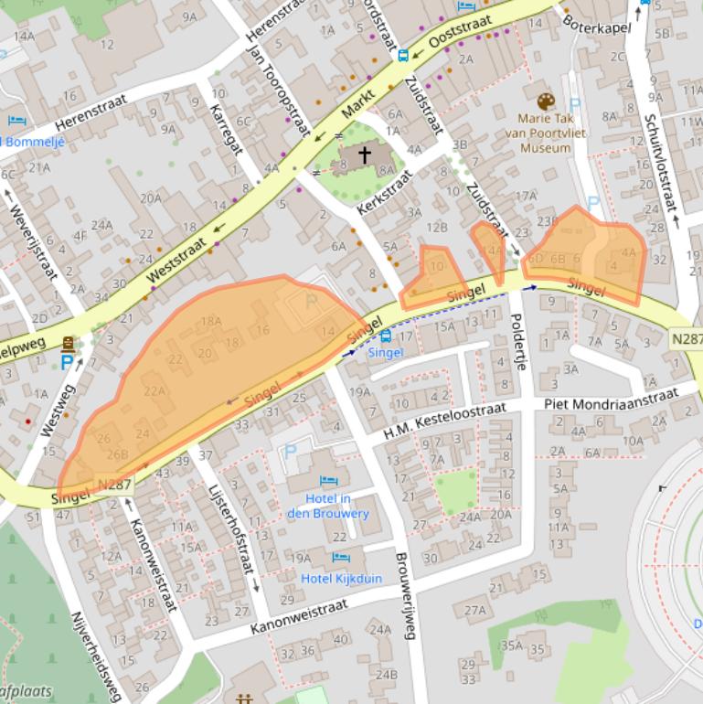 Kaart van postcodegebied 4357BW.