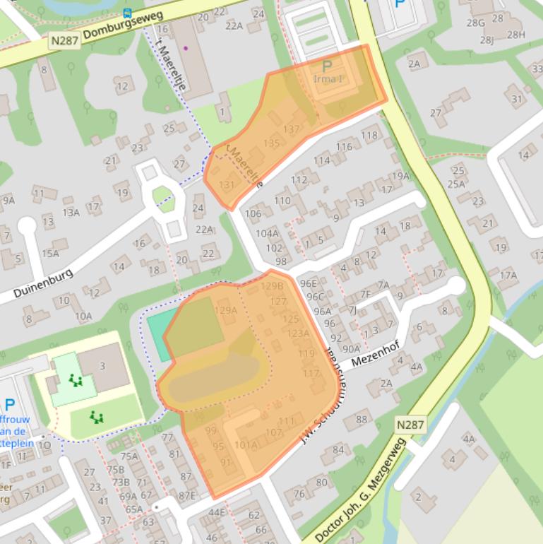 Kaart van postcodegebied 4357EJ.