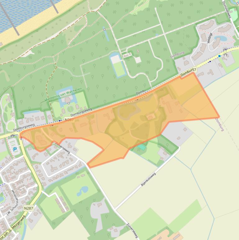 Kaart van postcodegebied 4357NH.