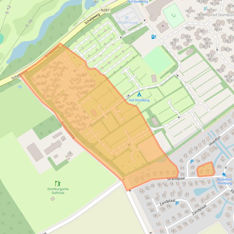 Kaart van postcodegebied 4357SR.