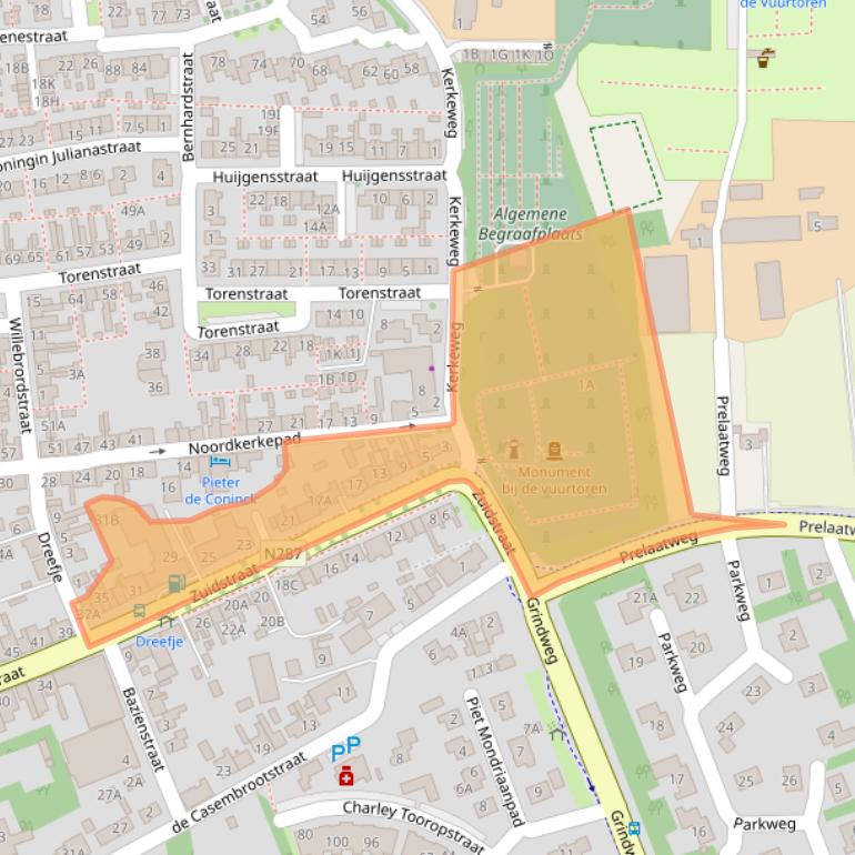 Kaart van postcodegebied 4361AA.