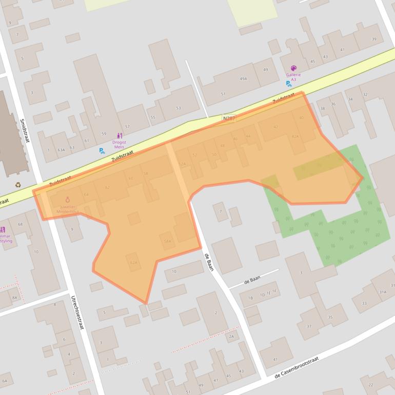 Kaart van postcodegebied 4361AD.