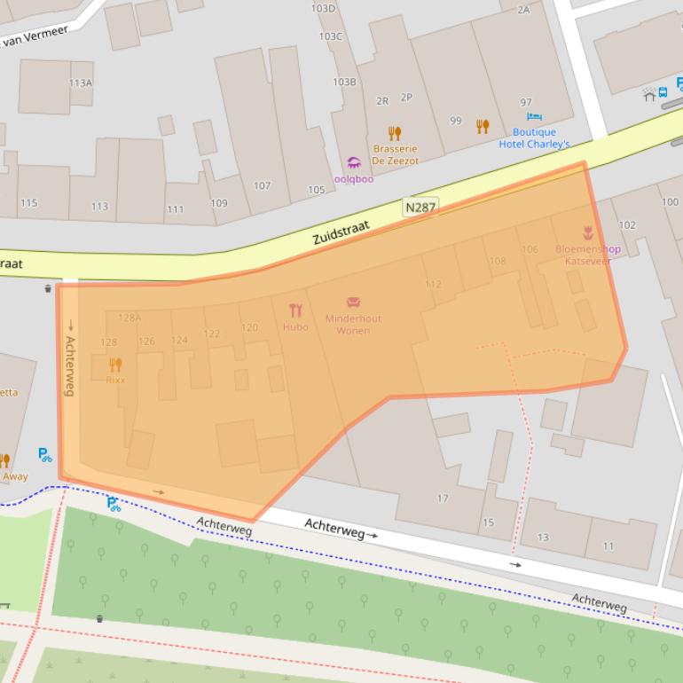 Kaart van postcodegebied 4361AJ.