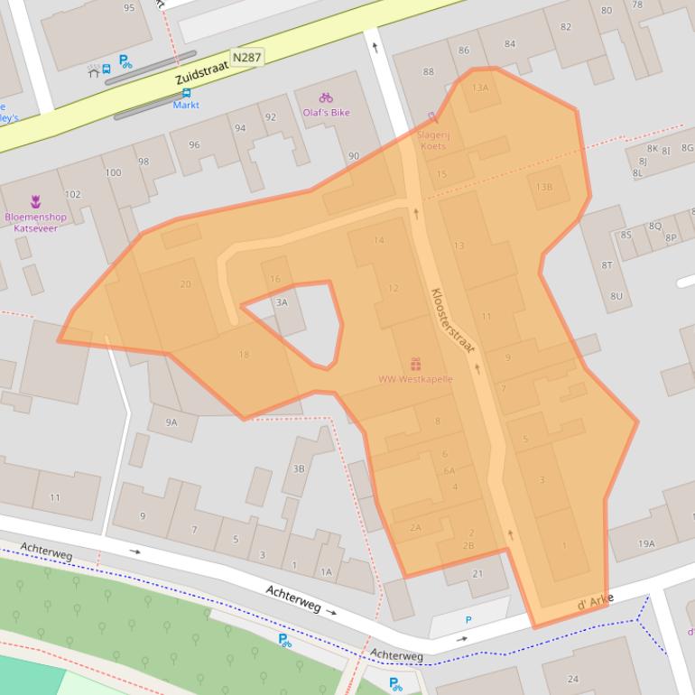 Kaart van postcodegebied 4361AL.