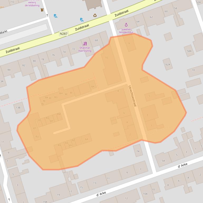 Kaart van postcodegebied 4361AM.