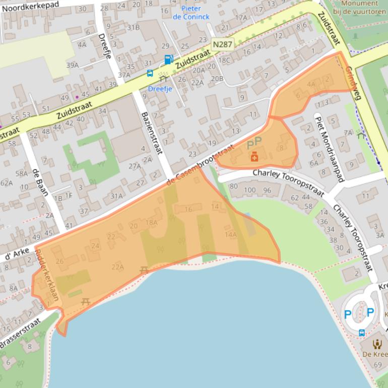 Kaart van postcodegebied 4361AT.