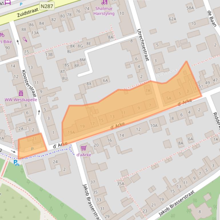 Kaart van postcodegebied 4361AW.