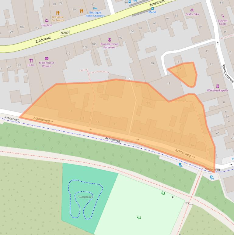 Kaart van postcodegebied 4361AZ.