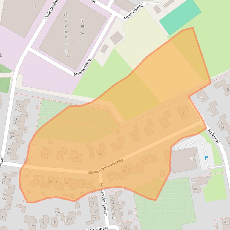 Kaart van postcodegebied 4361BA.