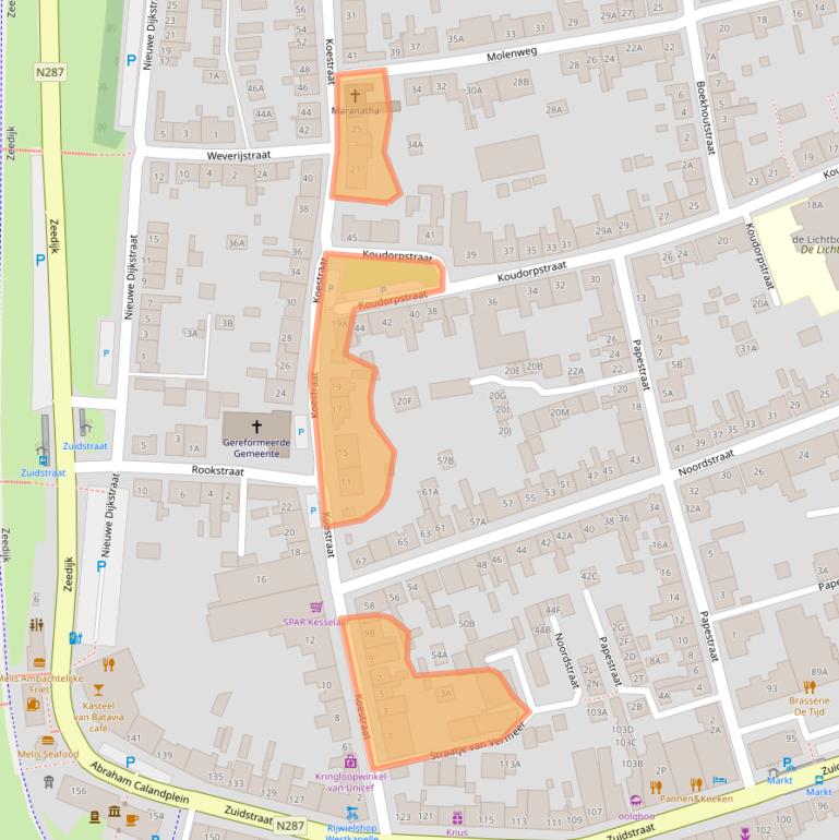 Kaart van postcodegebied 4361BE.