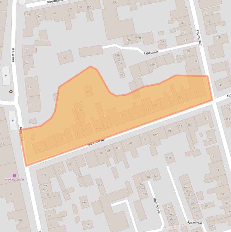 Kaart van postcodegebied 4361BL.