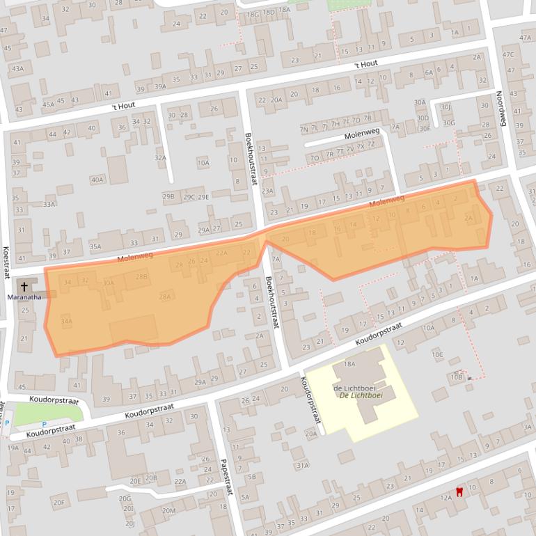 Kaart van postcodegebied 4361BW.