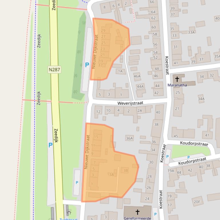 Kaart van postcodegebied 4361BZ.