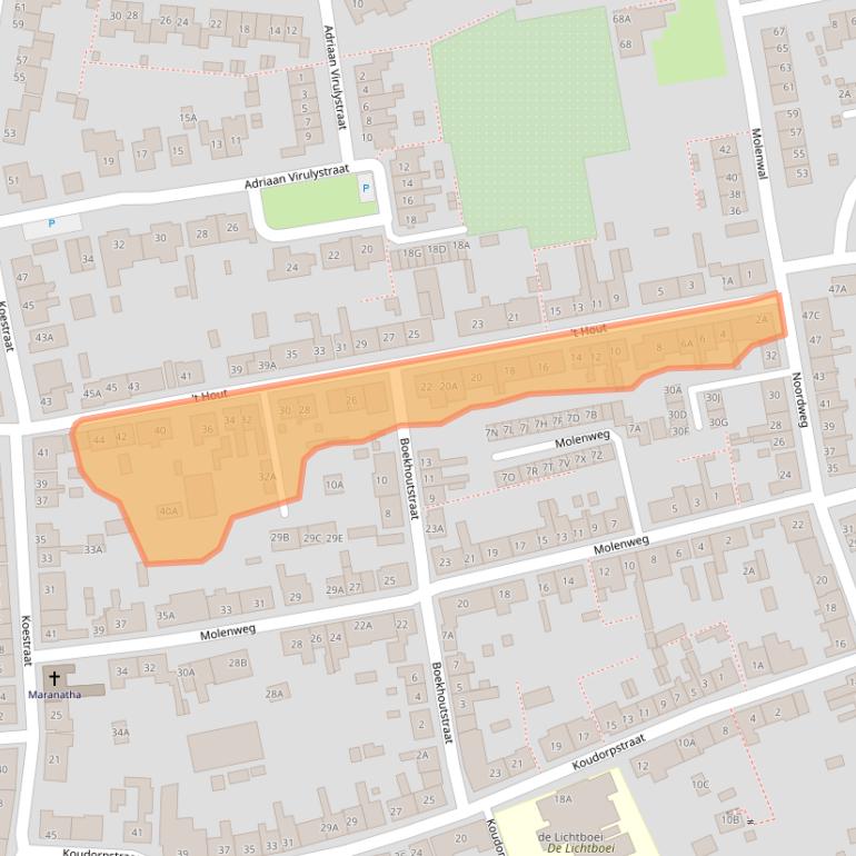 Kaart van postcodegebied 4361CB.