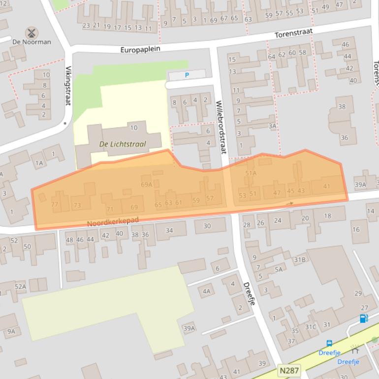 Kaart van postcodegebied 4361CJ.