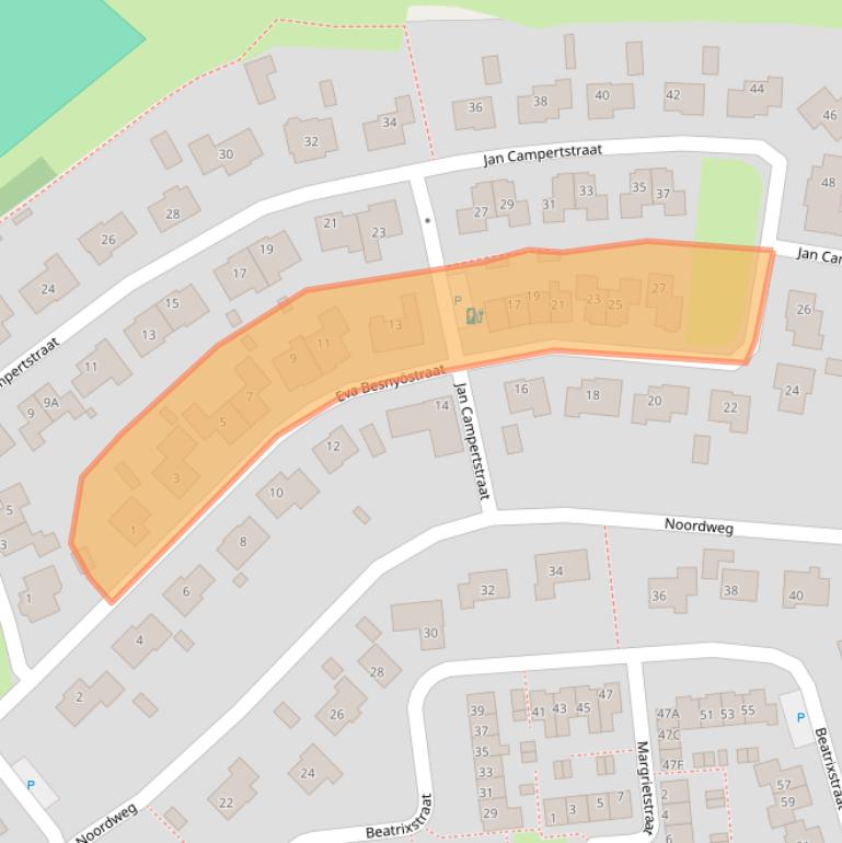 Kaart van postcodegebied 4361DB.