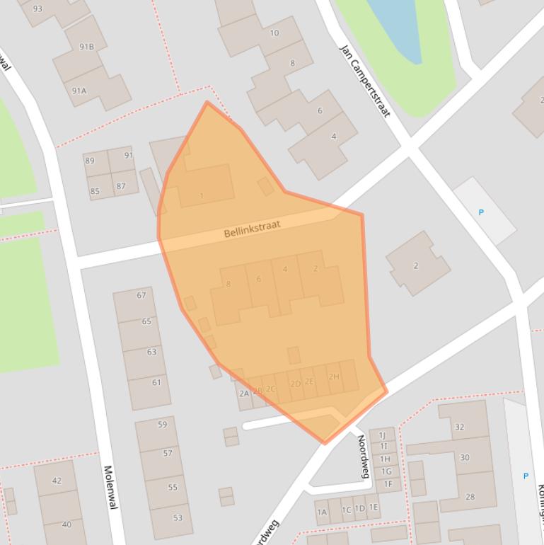 Kaart van postcodegebied 4361DG.