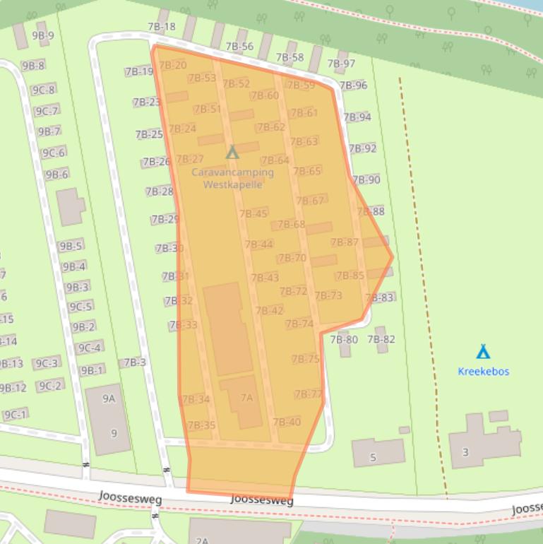 Kaart van postcodegebied 4361KC.