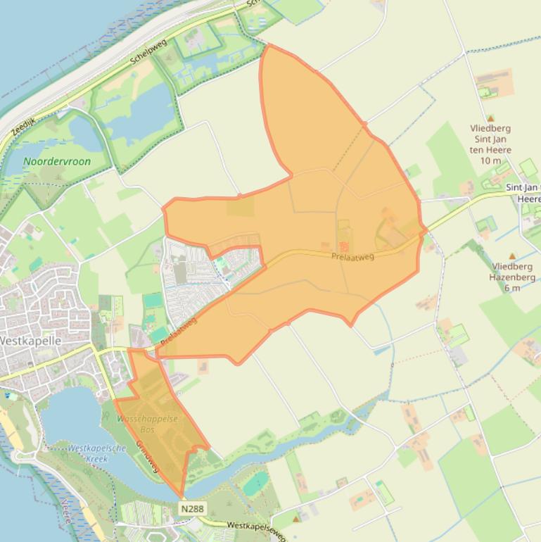 Kaart van postcodegebied 4361SC.