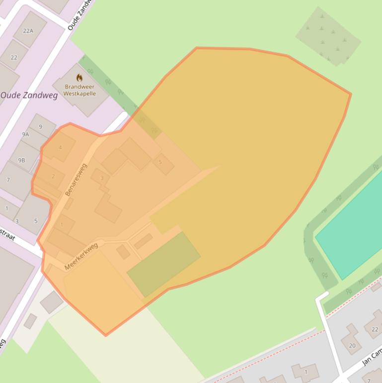 Kaart van postcodegebied 4361SN.