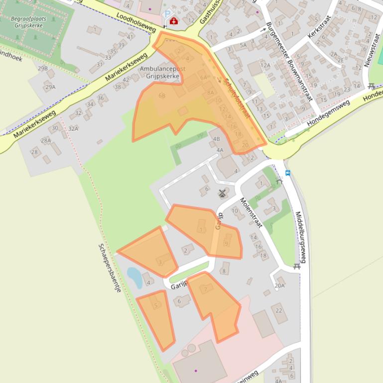 Kaart van postcodegebied 4364AD.